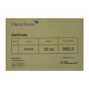 Credit Suisse Gold Bar 10 oz
