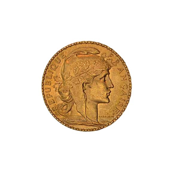 French 20 Franc Rooster Back