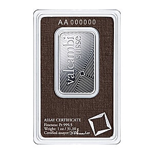 Valcambi Suisse Platinum Bar 1 oz